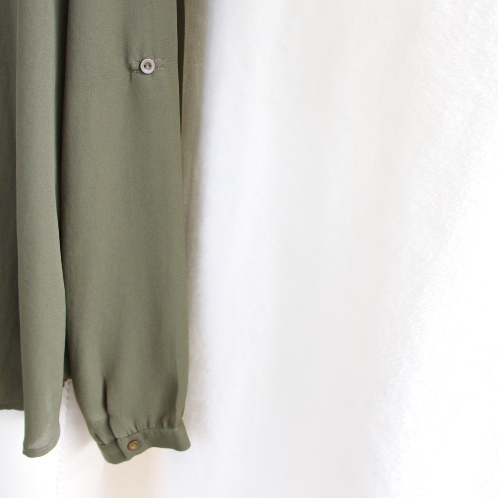 Olive & Black Button Down Blouse - image 5